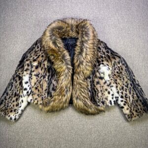 Donna Salyers Fabulous Furs Leopard Print Faux Fur Bolero Jacket 2X LEO 14600